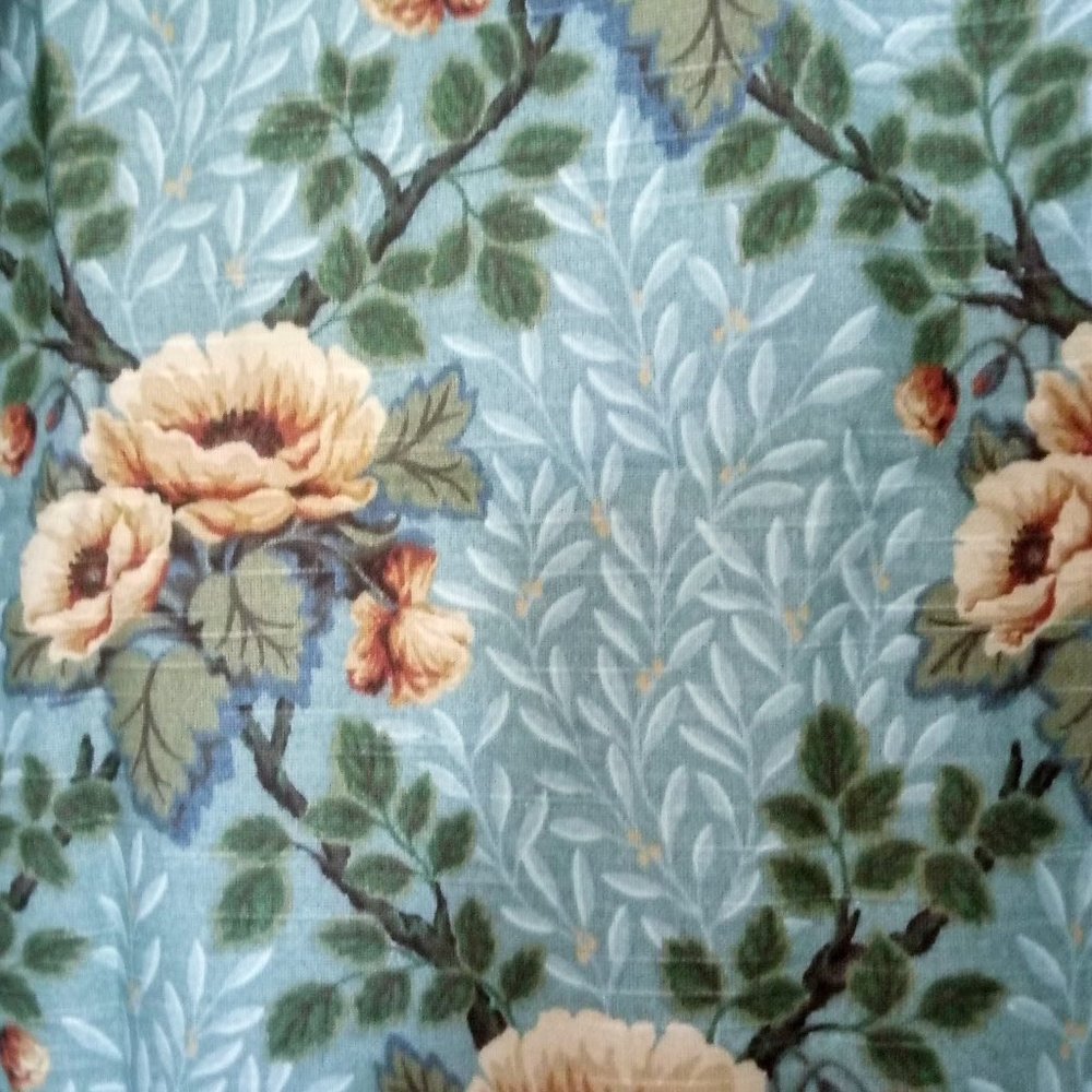 Cranston Home Turquoise Floral Upholstery Fabric Junk Journaling Ephemera Craft
